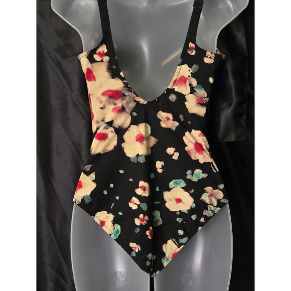 SHAN Women's Black Floral Foam Bandeau One Piece Swimsuit Size US 8 - Picture 8 of 10